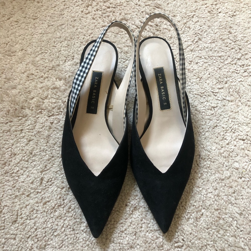 SLINGBACK PUMP black faux seude